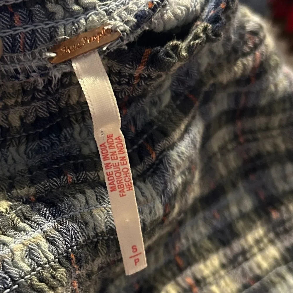 Free People Autumn Chill Plaid Mod Cotton Mini Dress in Light Sage - Picture 5 of 5